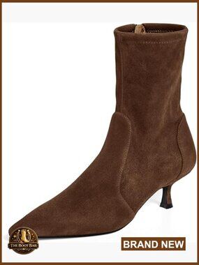 Pointed Toe Kitten Heel Ankle Boots Side Zipper Suede Fall Shoes